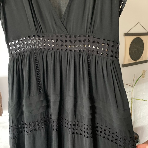 Zara Black Eyelet Fit and Flare Mini Dress - Picture 3 of 8